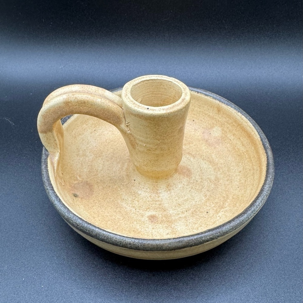 VTG Rustic Handmade Ceramic Tapered Candle Holder Primitive Country Decor